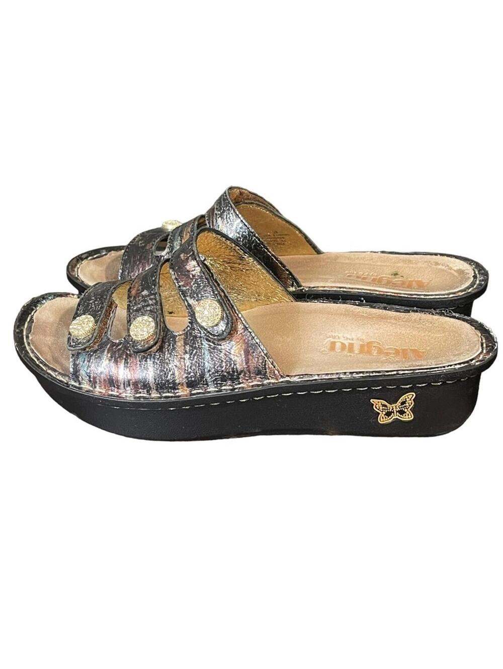 Alegria Fiona Metallic Leather Slide Sandals Women's Size 38 / US 7.5-8 FIO-252 - Picture 2 of 13
